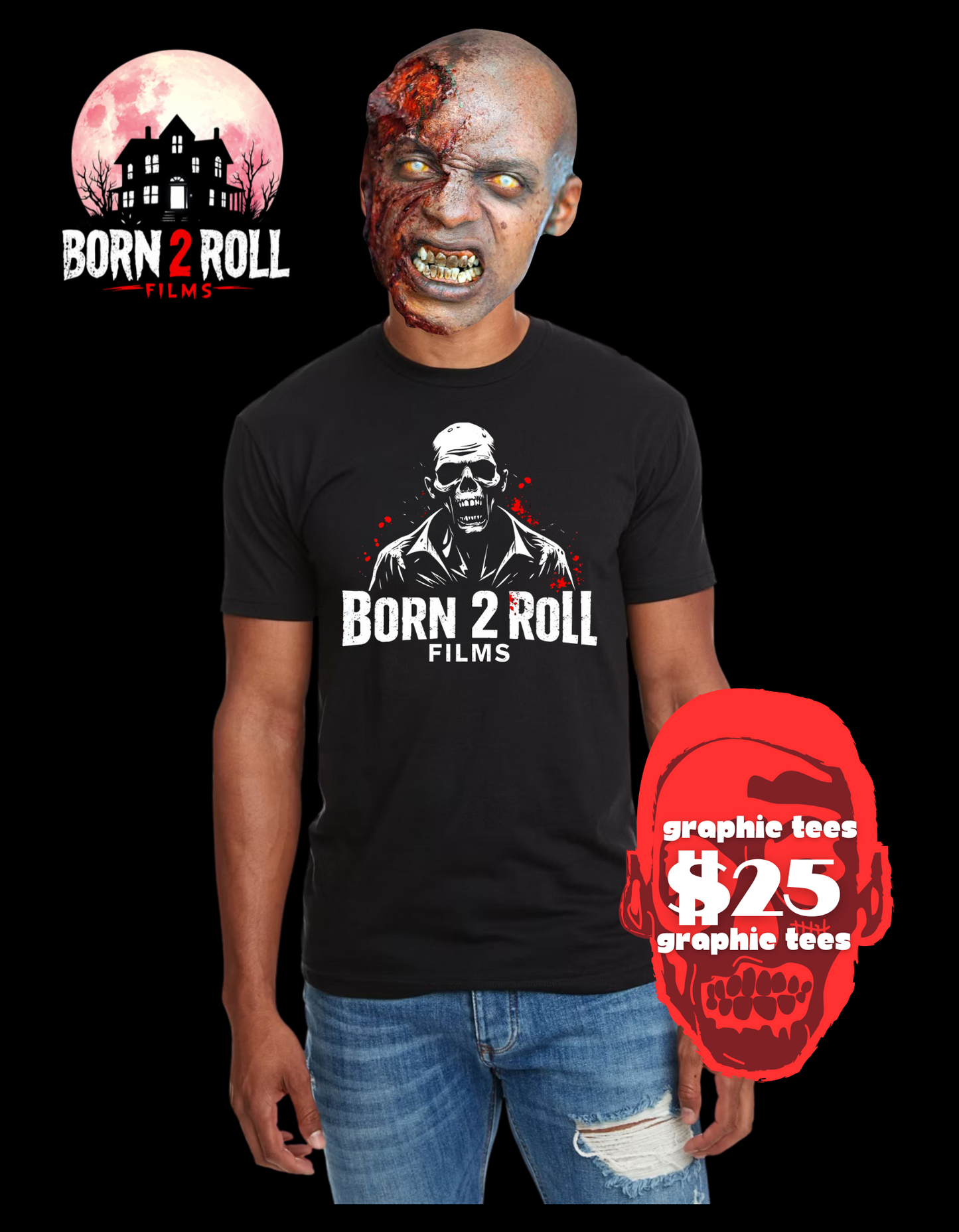 Born to roll zombie t-shirt